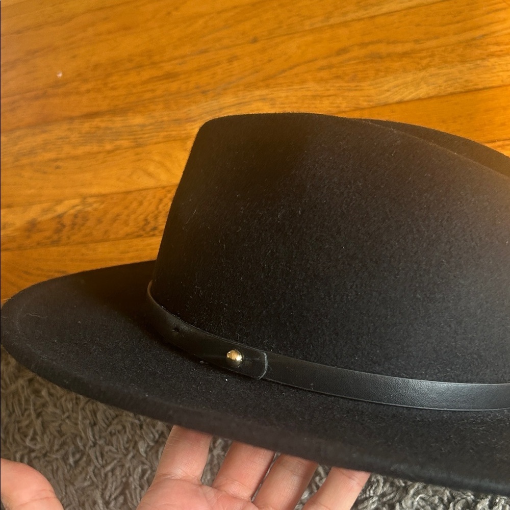 Free People Wool Black Hat Fedora One Size with Black Band - Picture 6 of 14